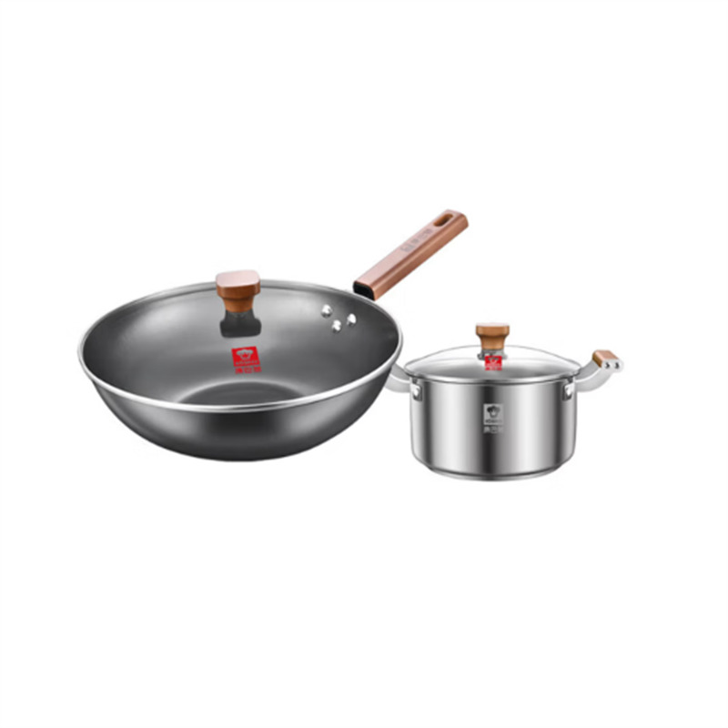 康巴赫 无涂层锅具两件套 炒锅+汤锅 LPB-JX02T高清大图