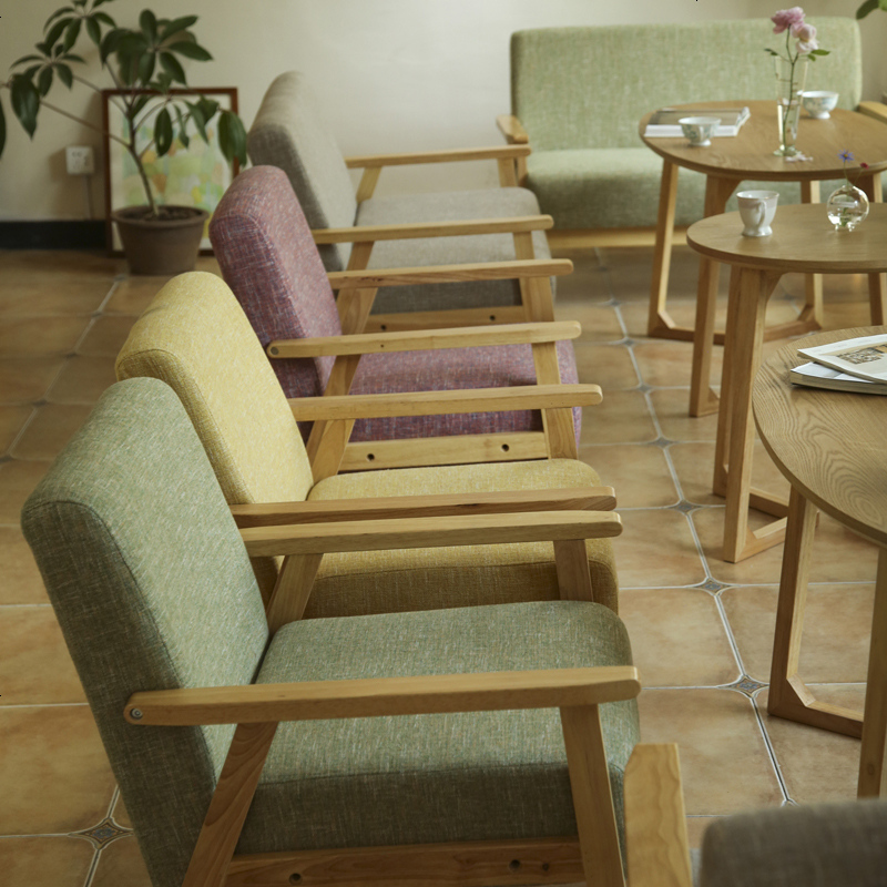 甜品奶茶店咖啡厅桌椅办公室洽谈布卡座双人沙发茶几组合休闲简约