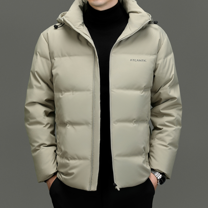 雪中鹅90白鸭绒反季羽绒服男女短款加厚雪山渐变色连帽外套2023冬季新款情侣上衣羽绒服男冬季加厚2023新款潮牌外套 卡其（新国标90白鸭绒） 190/100A