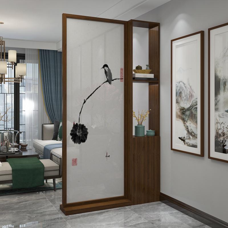 BONJEAN现代中式屏风隔断客厅入户玄关遮挡家用茶室装饰置物简约实木座屏高清大图