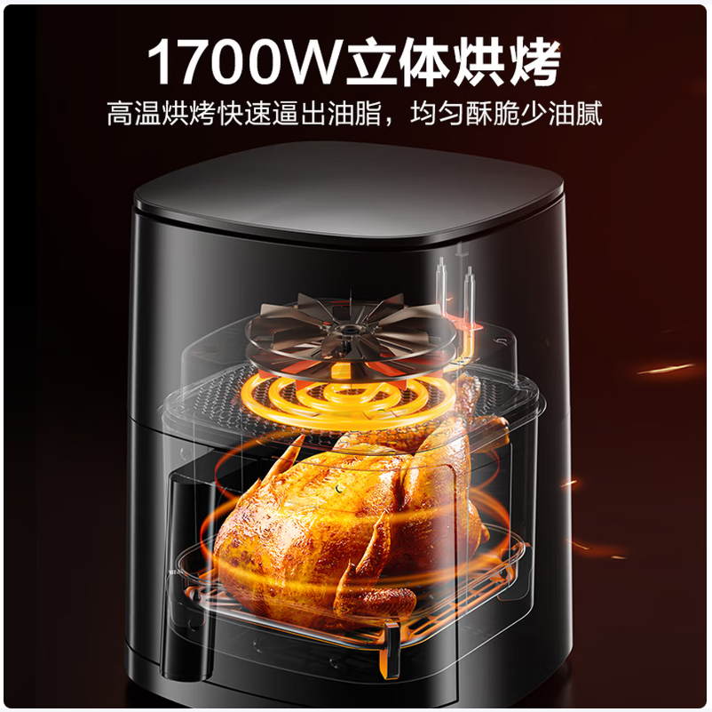 苏泊尔SUPOR智能空气炸锅多功能低脂健康烹饪不粘内胆易清洗高效节能家用电器高清大图