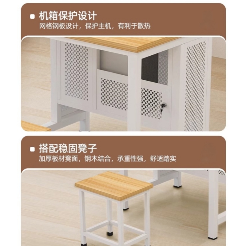 伟樽培训电脑桌一桌二凳140*60*75cm套高清大图