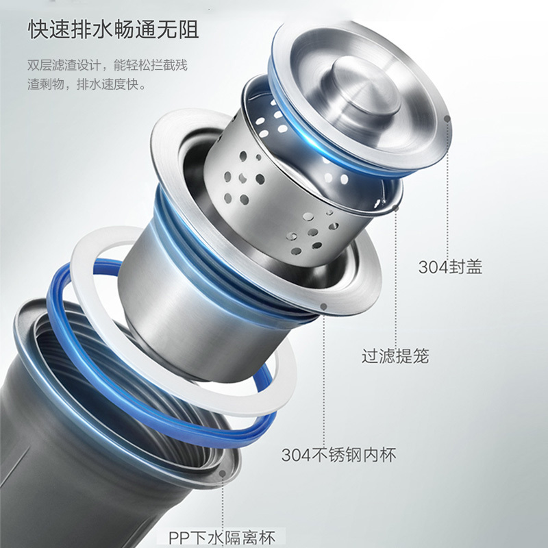 悍高厨房水槽A1系列902182T圆角台上盘.纳米.双标.680*450*210mm