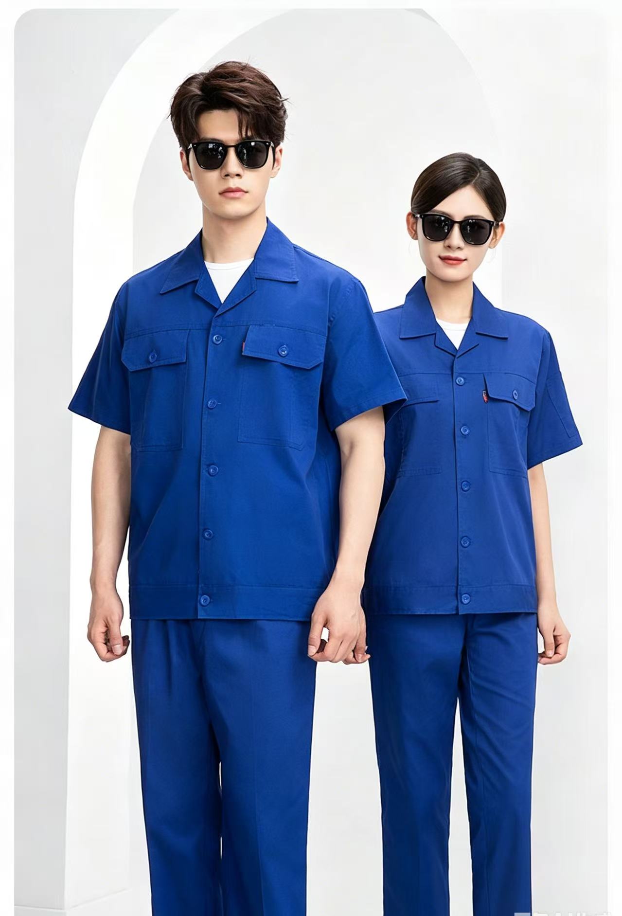路安保夏季工作服QM20135X纯棉薄款透气多兜工装套高清大图