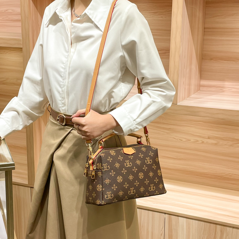 欧美时尚女士老花波士顿包女2026新款高级感手提斜挎包枕头包小众轻奢女包单肩小包高清大图