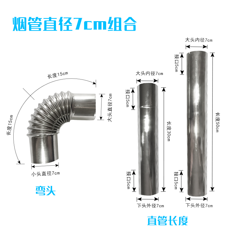 帮客材配 Ø70MM 燃气热水器不锈钢强排烟管30MM