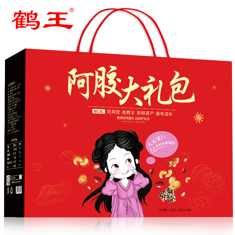 鹤王阿胶糕即食礼盒装1200g 阿胶固元膏手工ejiao膏方块纯山东