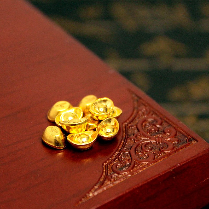 素竹 足金/黄金金条 素竹系列金元宝 投资收藏赠礼 配送收纳瓶一个 1克金元宝高清大图