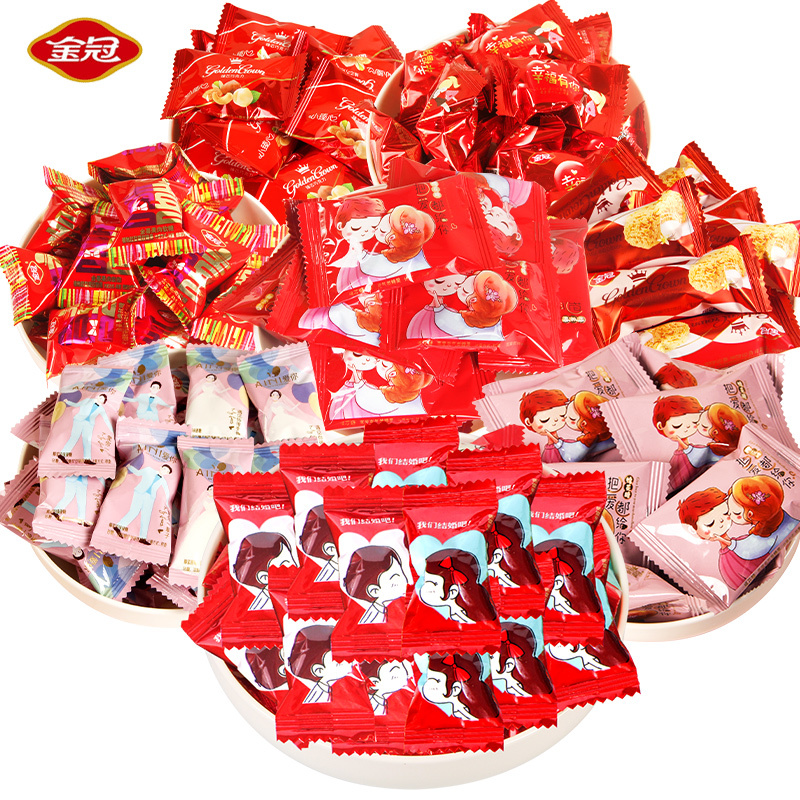 金冠喜糖散装500g结婚喜庆巧克力软糖果零食休闲儿童食品批发年货视频