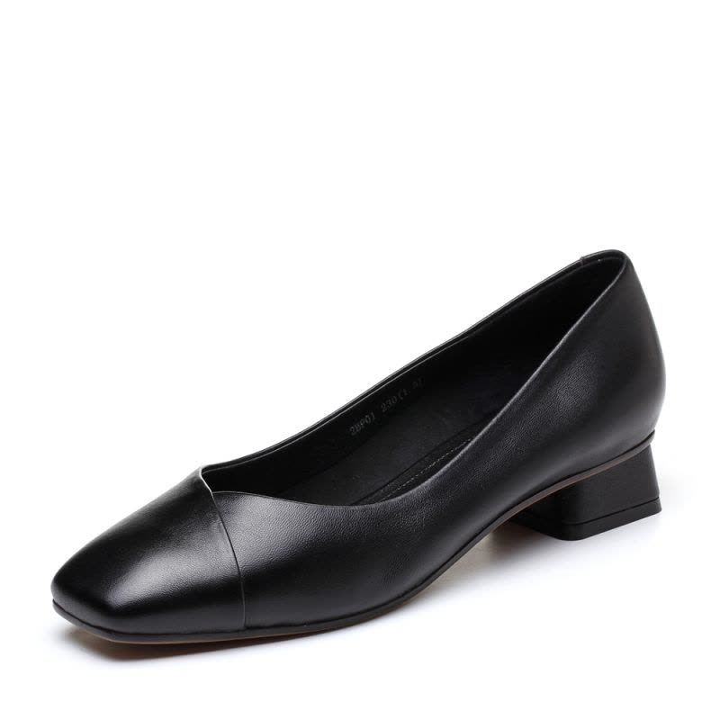 Bata/拔佳2019春新款专柜同款羊皮革方头奶奶鞋女单鞋2BP01AQ9图片