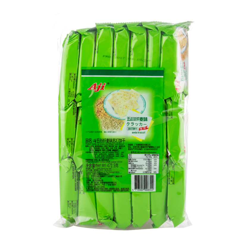 AJI 五谷纤麦味苏打饼干472.5g/袋 咸味苏打饼干 办公室早餐 代餐小吃 休闲零食