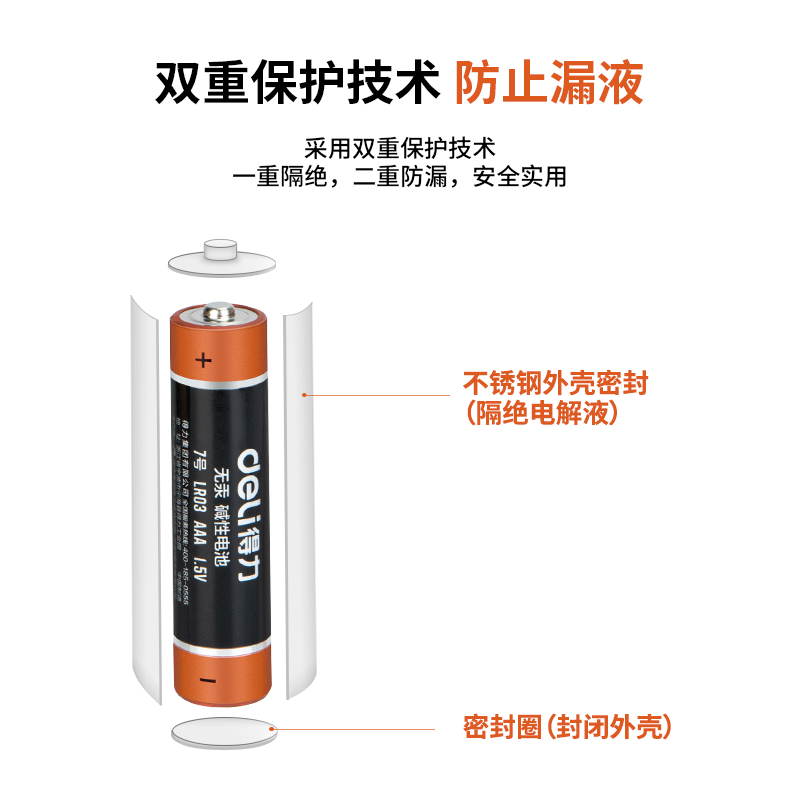 得力18506碱性7号电池10粒盒装/(黑)高清大图