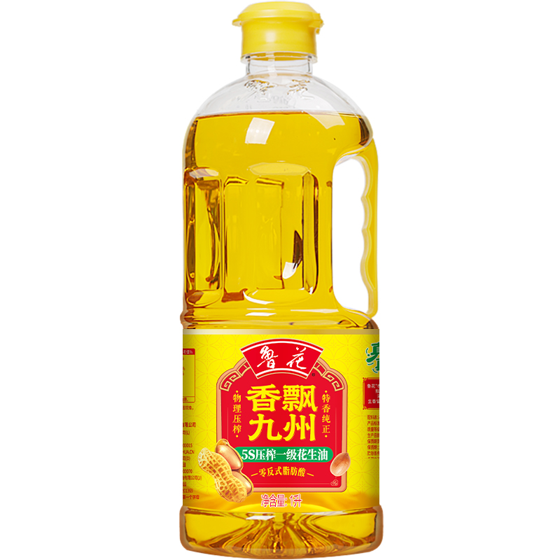 鲁花食用油5S物理压榨一级香飘九州花生油 1L*1桶