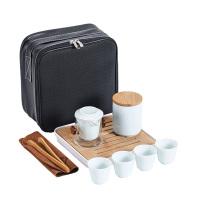 金镶玉 旅行功夫茶具套装 一壶四杯瓷器家用泡茶便携式茶具