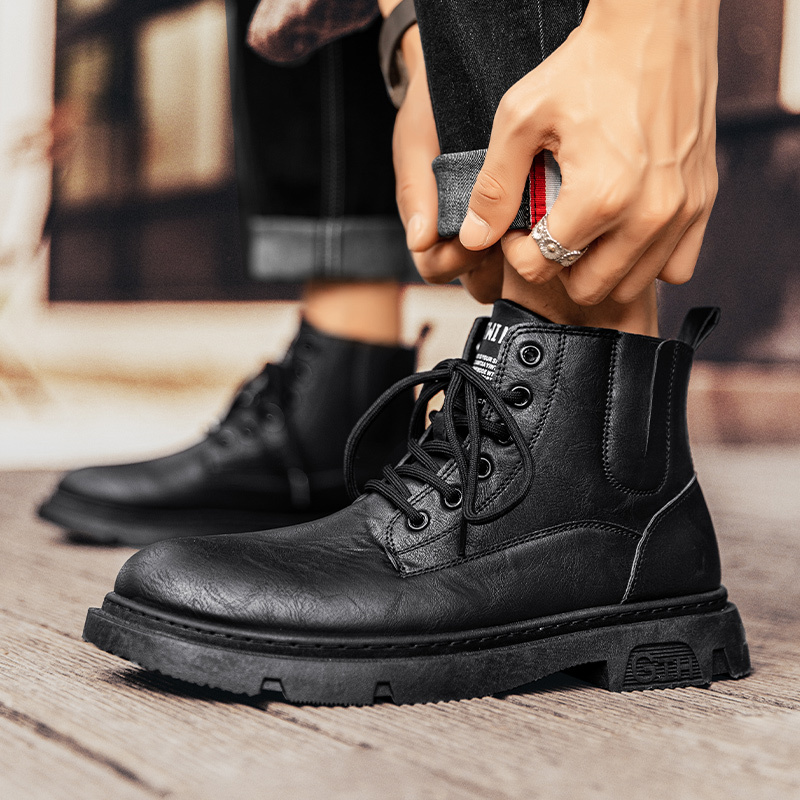 线下专柜同款卡帝乐鳄鱼cartelo新款时尚高帮马丁靴子男工装鞋靴休闲