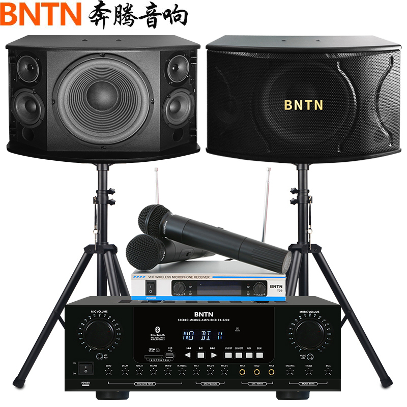 奔腾(BNTN)KTV音响专业三分频音箱家庭影院KTV专业K歌套装家庭影院会议卡拉OK大功率蓝牙功放8200配BTK12