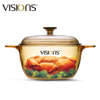 美国康宁(VISIONS)晶彩透明锅双耳锅2.5L家用玻璃锅砂锅深汤锅炖锅VS25