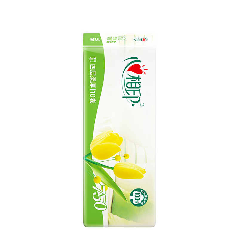 心相印 优选郁金香系列4层无芯卫生纸 75g/卷 10卷/提 2提装 LR910高清大图