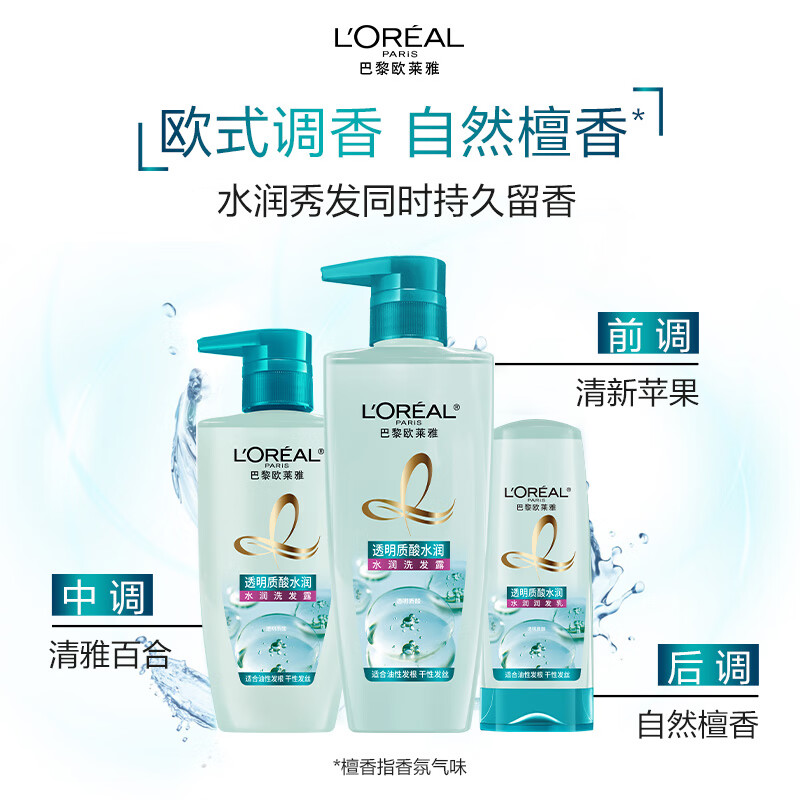 欧莱雅 透明质酸水润去屑洗发露200ml高清大图