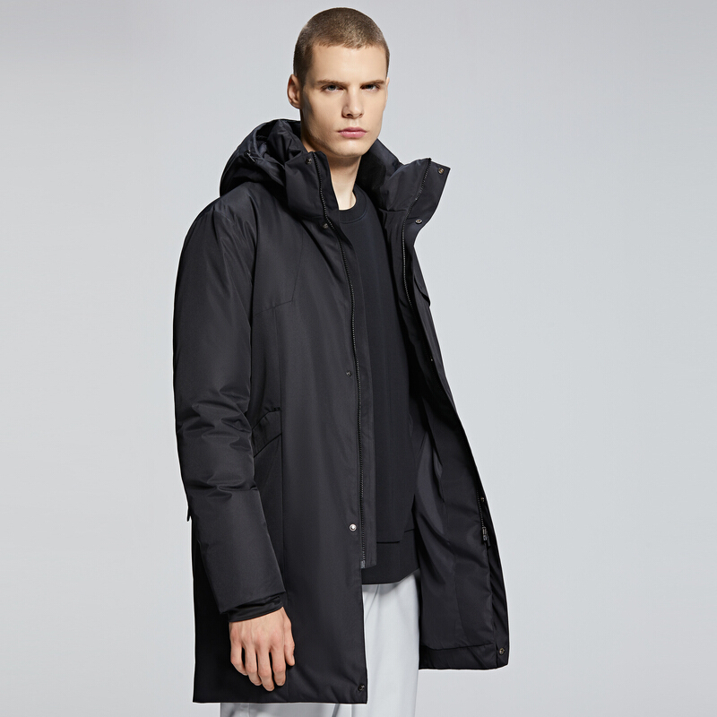 90白鹅绒七匹狼羽绒服男士冬季中长款运动户外休闲白鹅绒可脱卸帽保暖