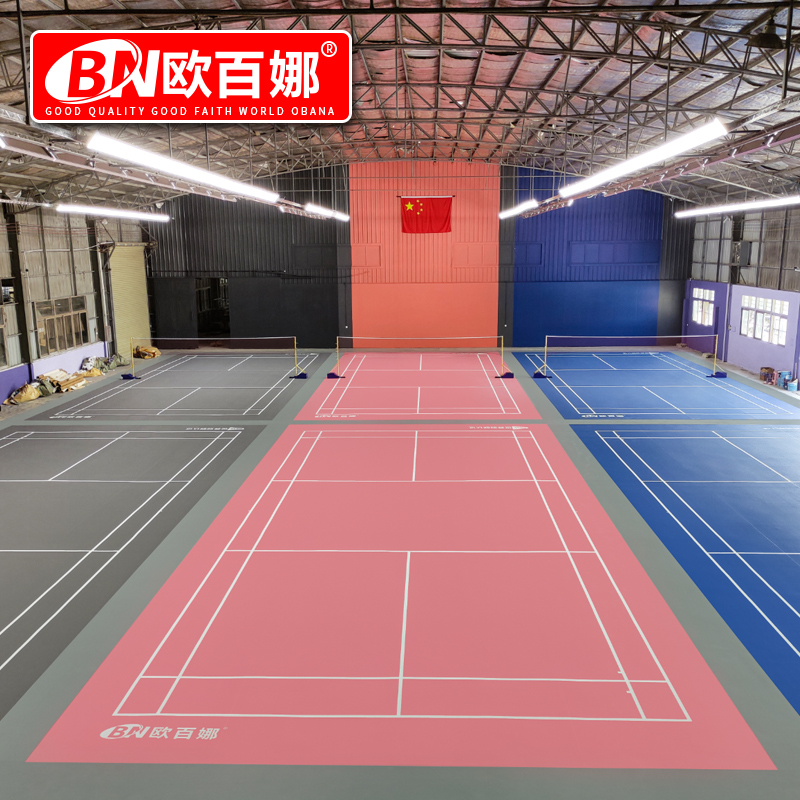 欧百娜羽毛球场地胶可移动室内羽毛球馆专业运动匹克球地胶垫星星砂7.0高清大图