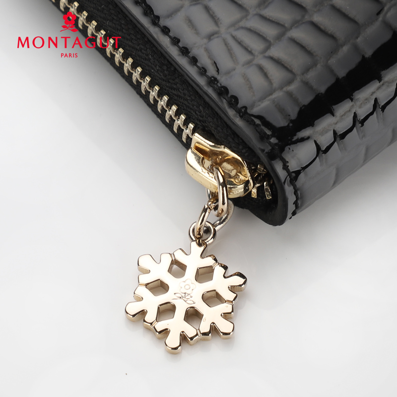 梦特娇钱包女 真皮拉链 手拿包时尚漆皮 复古鳄鱼纹 正品 女士新款亮皮小手包高清大图