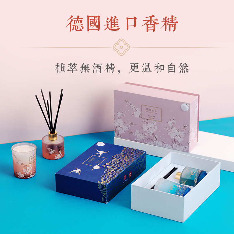 名创优品(miniso) 故宫宫廷系列香薰蜡烛礼盒套装室内清香礼物(瑶岛仙花)
