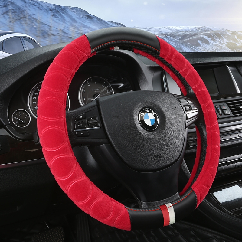 闪电客汽车方向盘套冬季短毛绒把套通用型现代大众朗逸男女冬天保暖把