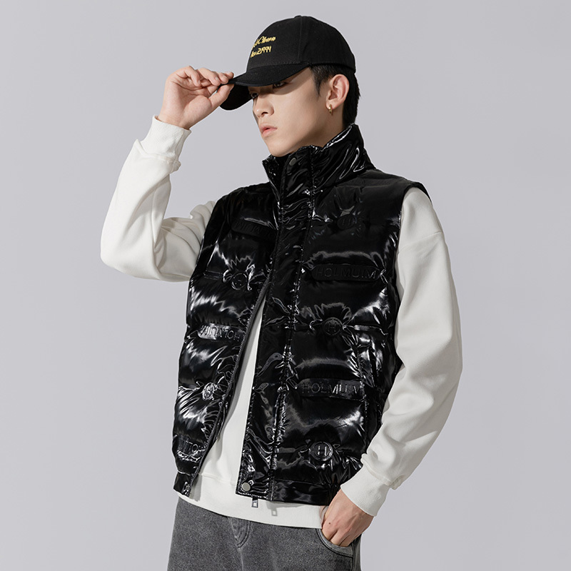 蒙洛里克羽绒服马甲男冬季外穿上衣服潮亮面背心男士坎肩新款马夹立领