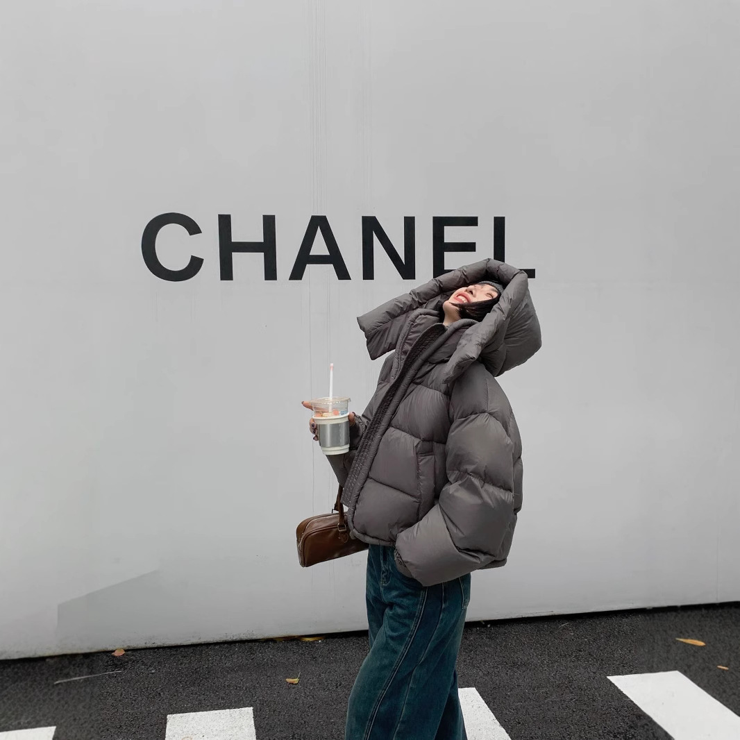 2025年冬季纯色宽松外套新款时尚韩版面包棉服加厚保暖棉衣高清大图