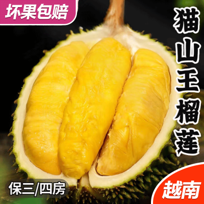 [西沛生鲜]越南猫山王榴莲 进口榴莲 A果 包4房 6-7斤装 软糯香甜 新鲜水果 西沛