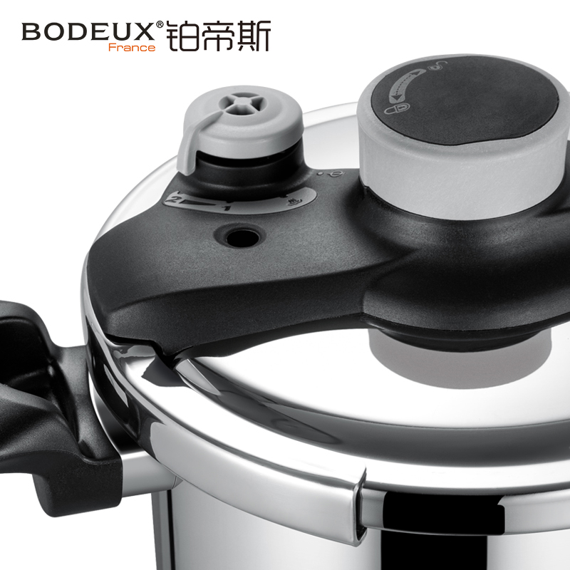 铂帝斯BODEUX 金星 304不锈钢压力锅22cm高压锅家用燃气电磁炉通用复底防爆6L高清大图