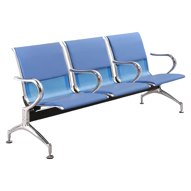 珂洋 公共座椅 三人位蓝色带垫+中间扶手 张高清大图