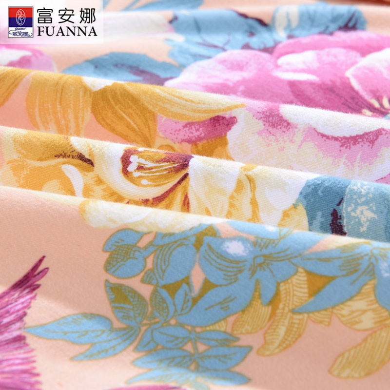 富安娜(FUANNA)家纺 磨毛纯棉四件套1.5米全棉1.8米双人秋冬床品套件保暖床上用品床单被套