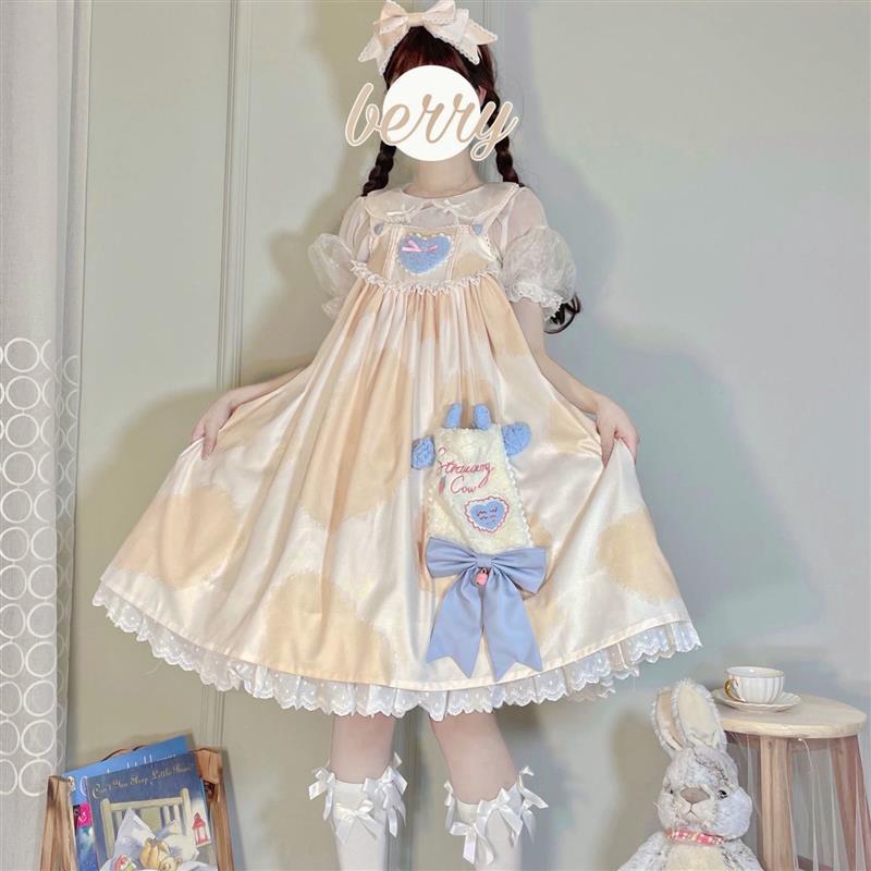 全款掉落小奶糕奶牛纹印花lolita连衣裙jsk裙洛丽塔连衣裙