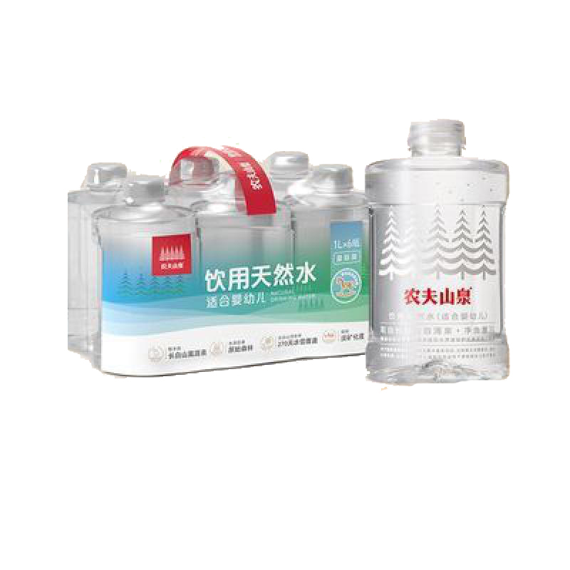 农夫山泉婴幼儿饮用天然水 1L*6瓶 塑膜装品质水包装饮用水 1000mL*6瓶