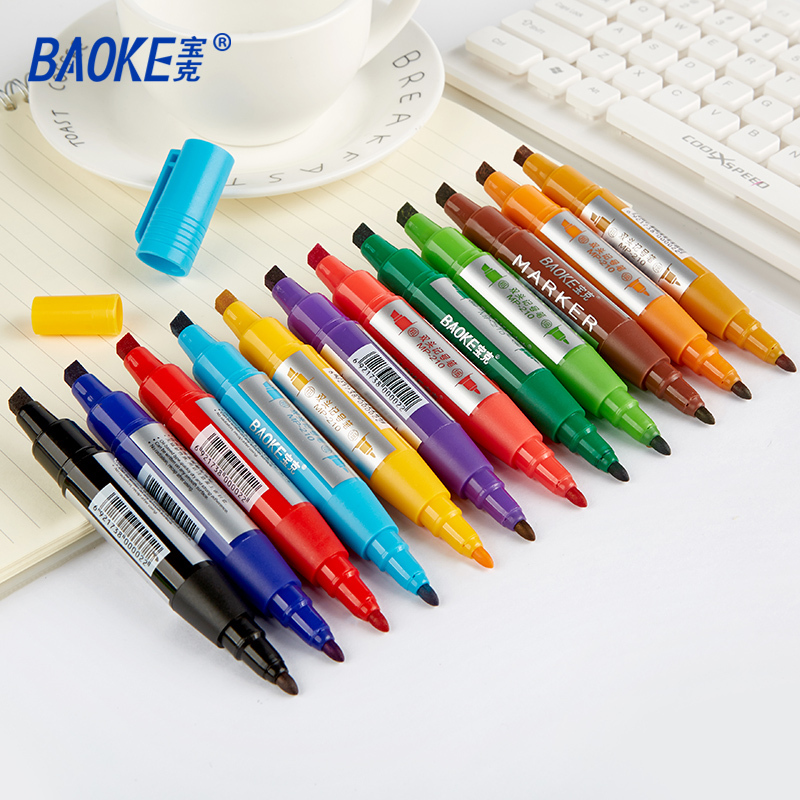 宝克(BAOKE)MP210#12 2.5-6mm双头油性记号笔套装 物流笔/箱头笔 12色 12支/盒 1盒