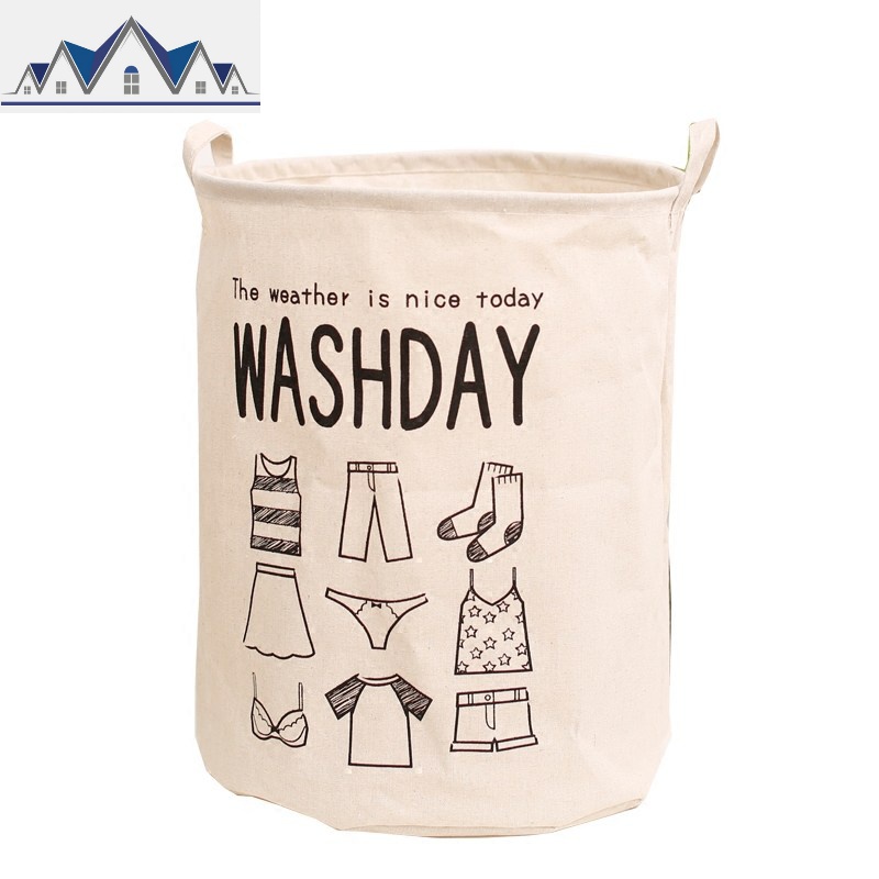 棉麻布艺折叠脏衣篓放脏衣服的篮子大号收纳桶北欧风简约 三维工匠收纳篮 细体40*50