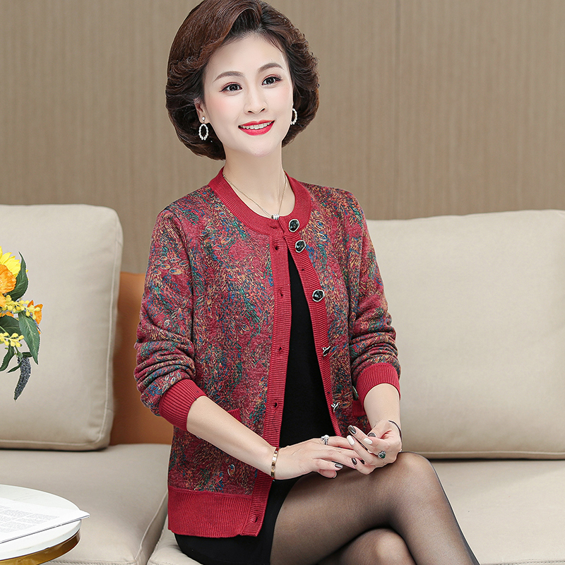 送礼鄂尔多斯市妈妈装羊绒衫女中老年奶奶宽松加大码毛衣本命年老太太