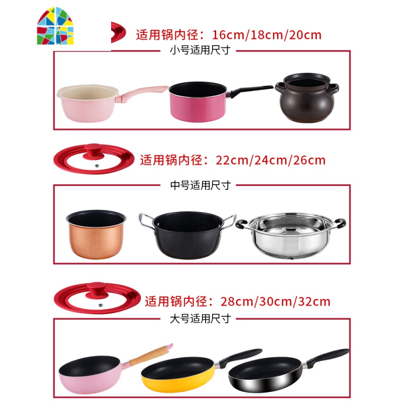 锅盖家用玻璃钢化透明炒菜锅盖子通用炒锅炒圆形小锅盖可高温 FENGHOU 钢化玻璃28cm[可立式锅盖]高清大图