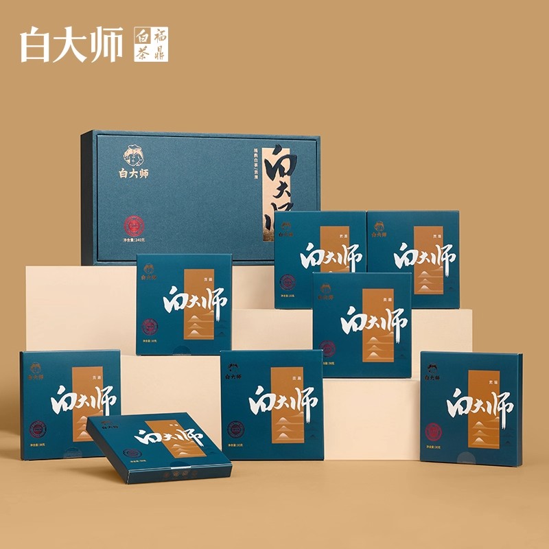 白大师福鼎高山老白茶2018年贡眉小方片紧压茶礼盒茶叶240g高清大图