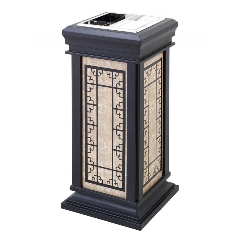 中式垃圾桶创意仿古烟灰桶酒店大堂电梯口立式带烟灰缸果皮箱图片