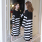 迪鲁奥(DILUAO)孕妇装2021春秋韩版针织条纹宽松孕妇连衣裙休闲中长款外出孕妇裙 黑色 均码