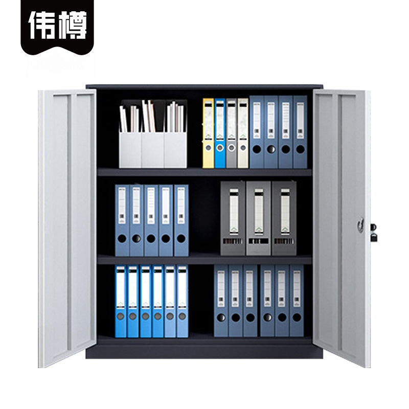 伟樽铁皮矮柜灰白套色对开铁门900*400*925mm台高清大图