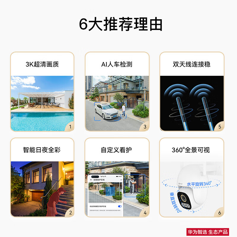 小豚当家室外摄像头 3K版 64G内存卡 (支持鸿蒙智联) AI辅助火焰检测 360°全方位追踪 自定义看护区域