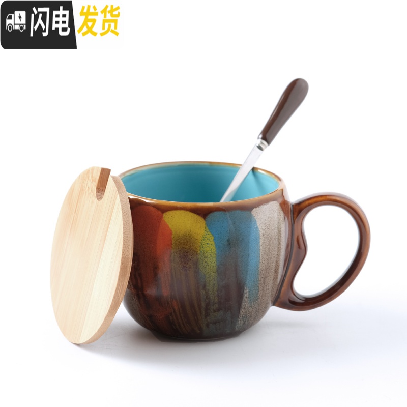 三维工匠手绘马克杯大容量喝水家用套装牛奶燕麦早餐杯子陶瓷杯_357 可爱粉单杯 默认尺寸