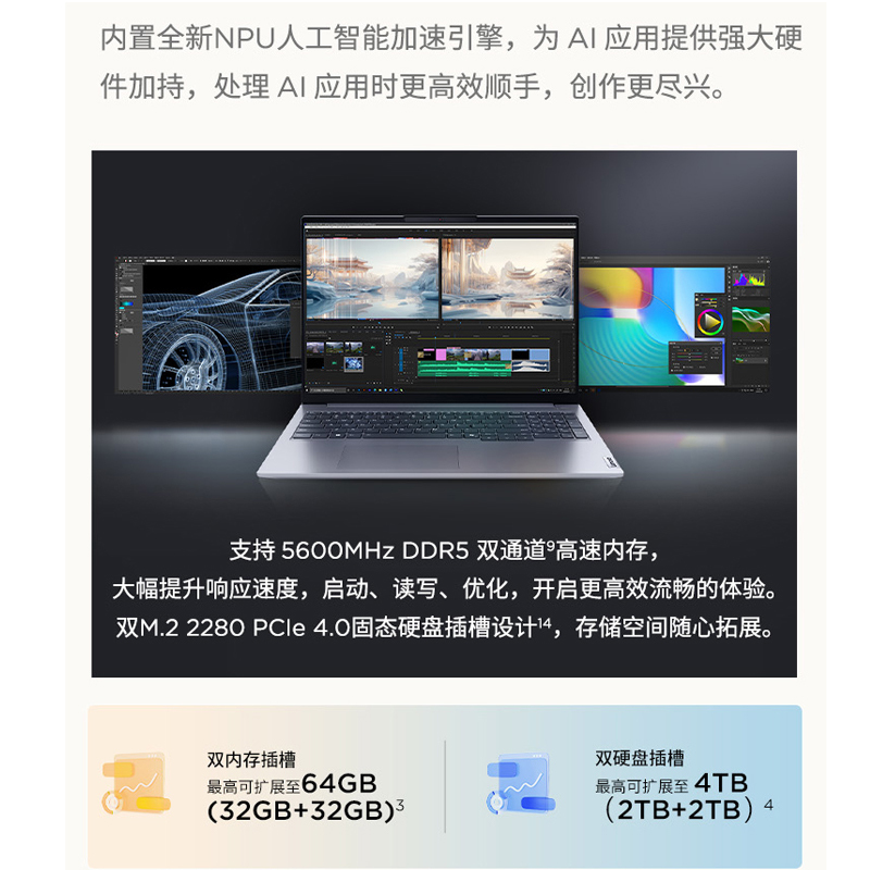 ThinkPad联想ThinkBook 16 2024 AI全能本 英特尔酷睿Ultra7 155H 16英寸轻薄办公笔记本电脑(16G 1T 2.5K 120Hz)