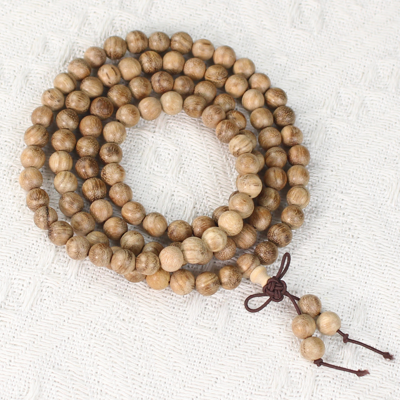 越南沉香木手串小斑白沙沉佛珠手链男女情侣饰品自然清香念珠手持送女朋友老婆情人节七夕生日礼物 8MM约108颗