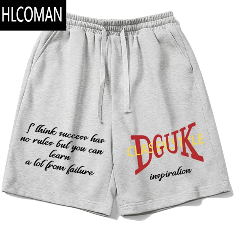 HLCOMAN美式高街休闲短裤男款夏季ins潮牌痞帅宽松百搭抽绳运动五分裤子