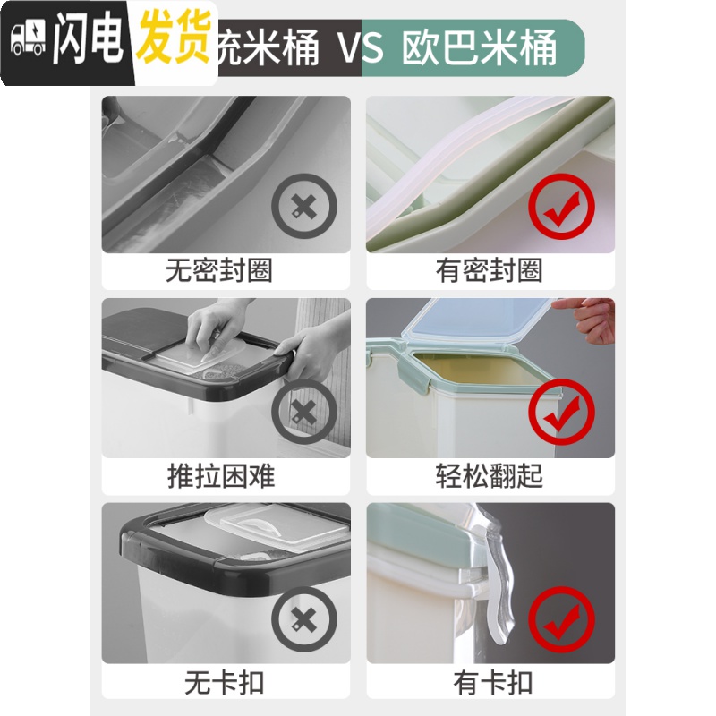 三维工匠米桶20斤装家用米盒米缸收纳箱塑料密封装米桶防潮防虫10kg储米箱收纳桶高清大图